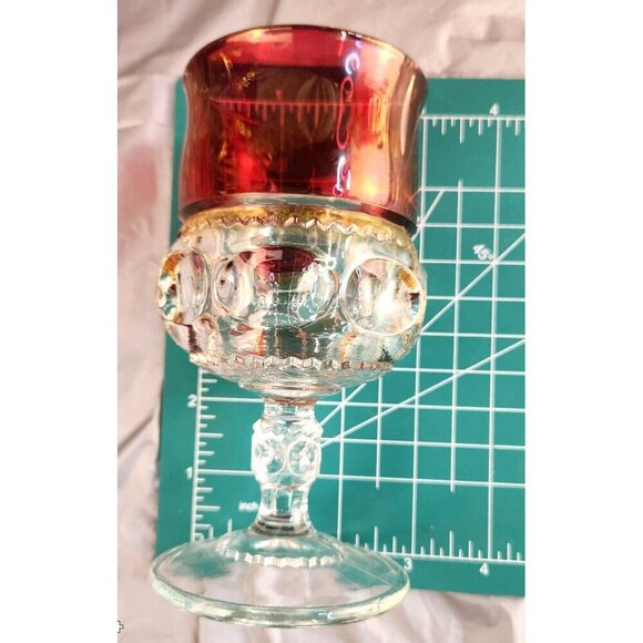 Tiffin Franciscan Kings Crown Ruby Thumbprint Flashed Glasses Barware Wine Set V - Picture 7 of 14